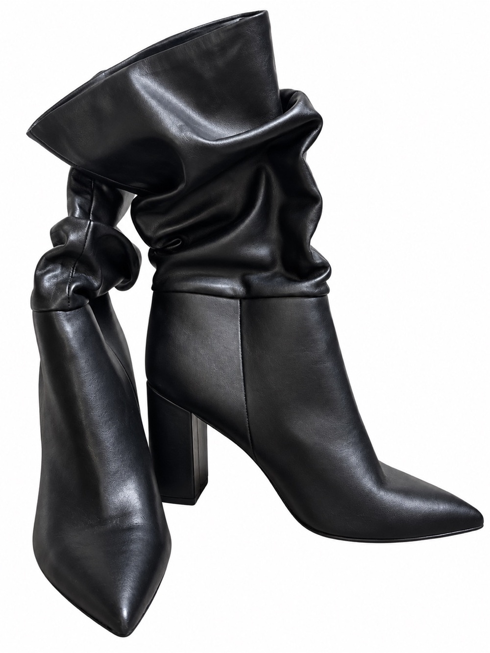 Marc Fisher Black Leather Slouchy Pointed Toe Boots NWT Size 10